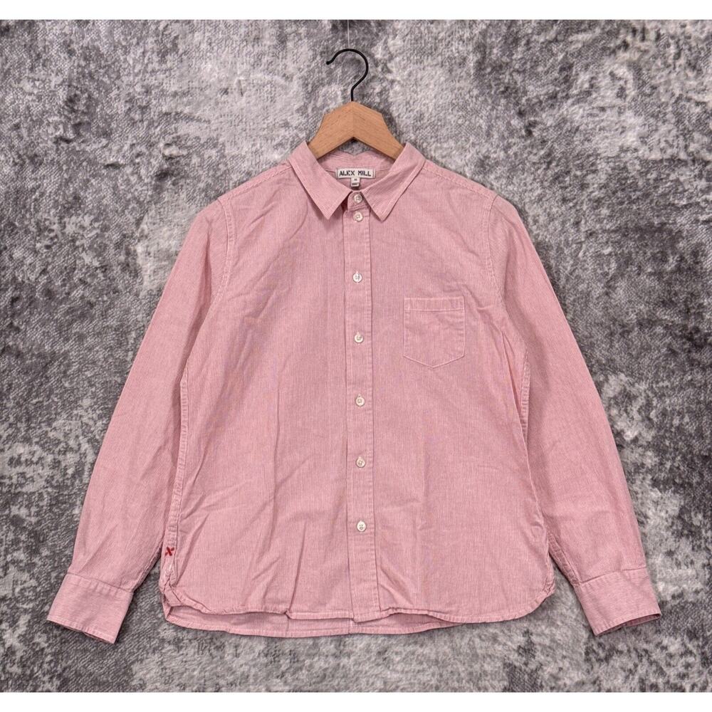 Alex Mill Shirt Medium Womens Pink Striped Oxford Button Up Boyfriend
